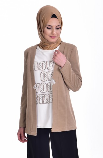 Bluse Jacke 2 Teilig 8912-05 Dunkelbeige 8912-05