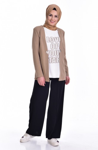 Ensemble Deux Pieces Blouse Veste 8912-05 Beige Foncé 8912-05
