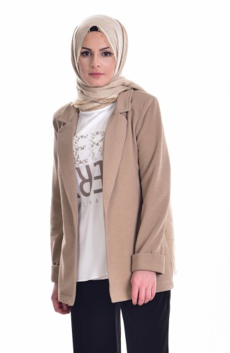 Ensemble Deux Pieces Veste Blouse 8913-02 Beige Foncé 8913-02