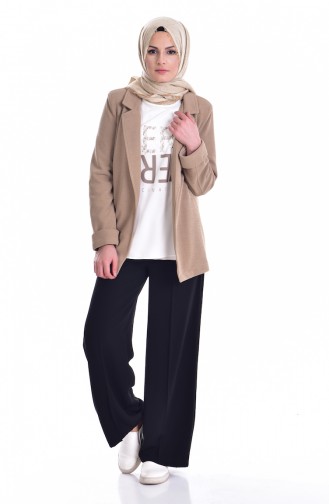 Jacke mit Bluse 2`er Set  8913-02 Dunkel Beige 8913-02