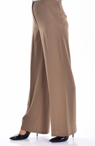 Wide Leg Trousers with Pockets 0352-03 Dark Mink 0352-03
