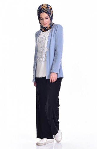 Ensemble Deux Pieces Blouse Veste 8912-03 Bleu 8912-03