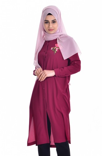 Nakışlı Tunik 6870-03 Mürdüm