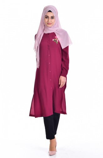 Nakışlı Tunik 6870-03 Mürdüm