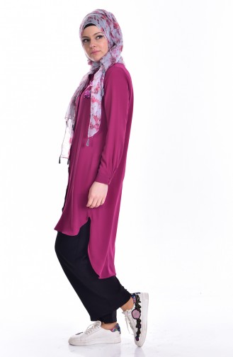 Sequined Asymmetric Tunic 6875-03 Damson 6875-03