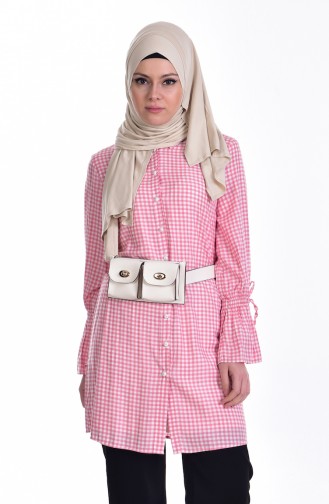 Ekose Desenli Tunik 6885-02 Pembe