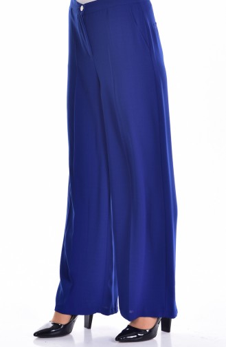 Wide Leg Trousers with Pockets 0352-01 Saxe Blue 0352-01