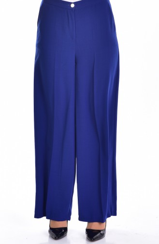 Wide Leg Trousers with Pockets 0352-01 Saxe Blue 0352-01