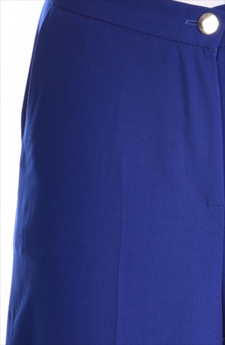 Wide Leg Trousers with Pockets 0352-01 Saxe Blue 0352-01