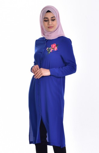 Nakışlı Tunik 6870-02 Saks