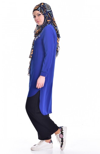 Sequined Asymmetric Tunic 6875-02 Saxe Blue 6875-02