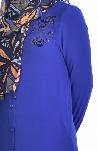 Sequined Asymmetric Tunic 6875-02 Saxe Blue 6875-02