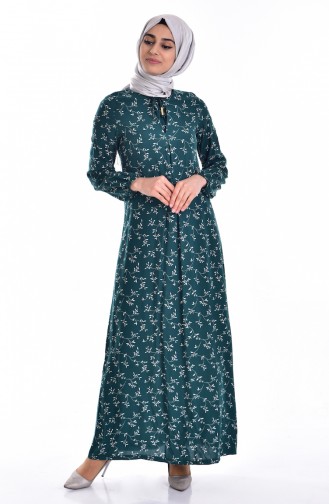 Bağcık Detaylı Elbise 1734-02 Yeşil
