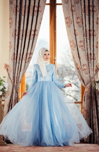 Baby Blue Hijab Evening Dress 0002-02
