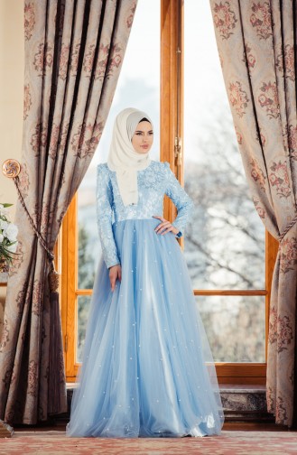 Baby Blue Hijab Evening Dress 0002-02