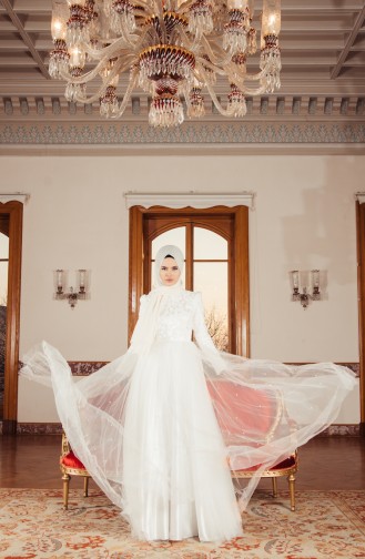 White Hijab Evening Dress 0002-01