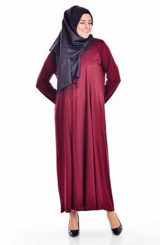 Große Größen Hijab Kleid 4436-03 Weinrot 4436-03