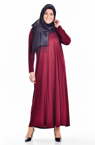 Claret Red Hijab Dress 4436-03