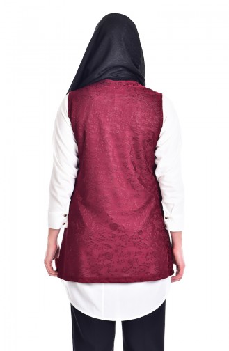 Plus Size Vest with Pockets 2170A-02 Burgundy 2170A-02