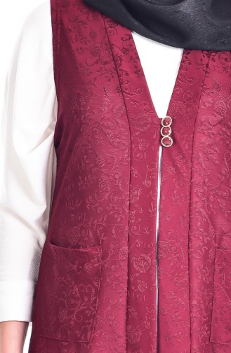 Plus Size Vest with Pockets 2170A-02 Burgundy 2170A-02