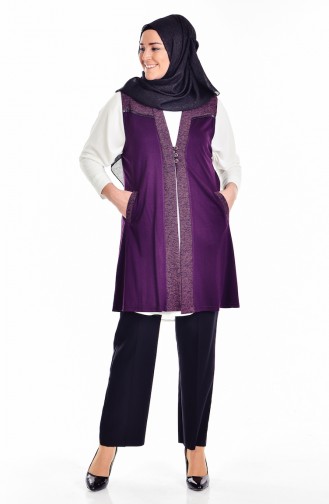 Plus Size Vest with Pockets 4737-02 Burgundy 4737-02
