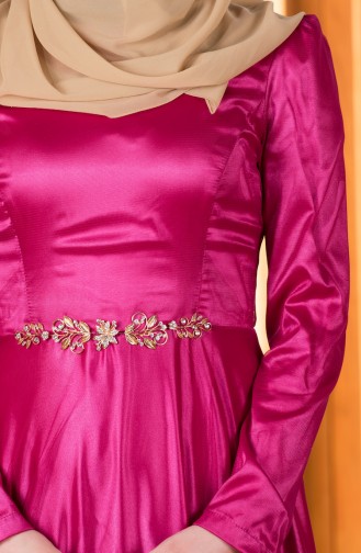 Fuchsia Hijab Evening Dress 0009-02