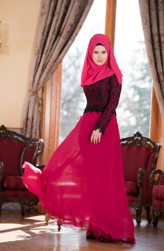 Chiffon Abendkleid 7810-02 Fuchsia 7810-02