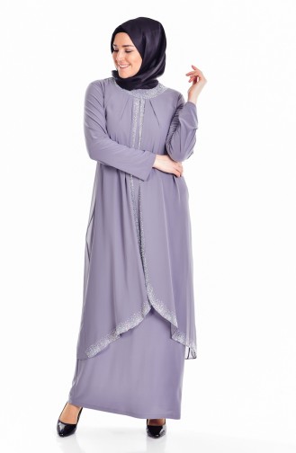 Gray Hijab Dress 6101-04