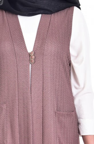 Plus Size Buttoned Vest 2170-02 Dry Rose 2170-02