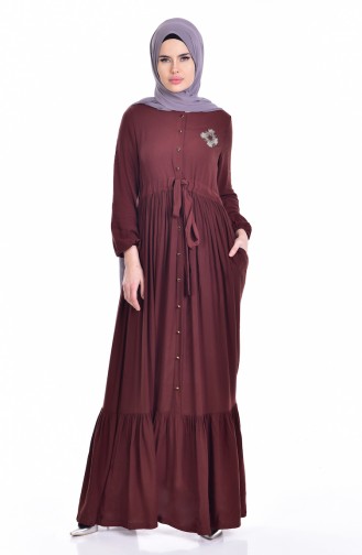 Buttoned Dress 1247-10 Brown 1247-10