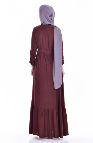Hijab Kleid mit Knopf 1247-10 Braun 1247-10