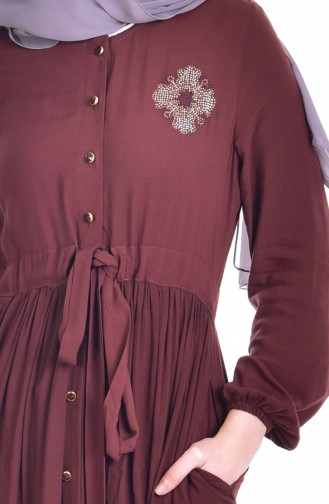 Buttoned Dress 1247-10 Brown 1247-10