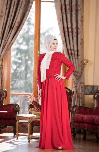 Chiffon Abendkleid 7810-03 Rot 7810-03