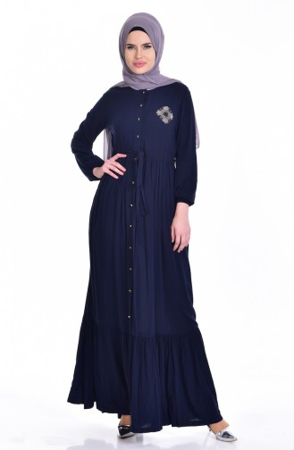 Buttoned Dress 1247-07 Dark Navy Blue 1247-07