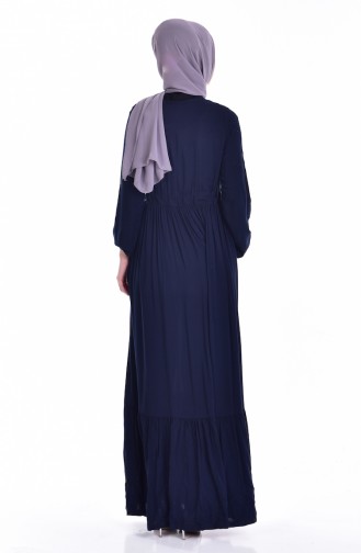 Hijab Kleid mit Knopf 1247-07 Dunkelblau 1247-07
