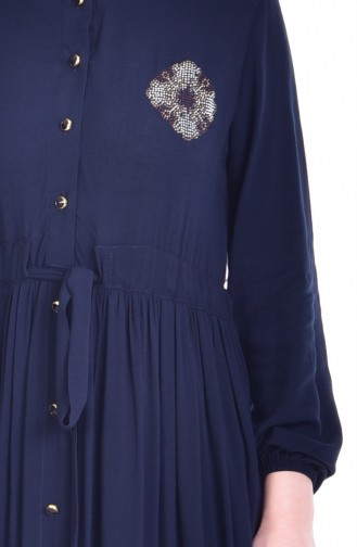 Buttoned Dress 1247-07 Dark Navy Blue 1247-07