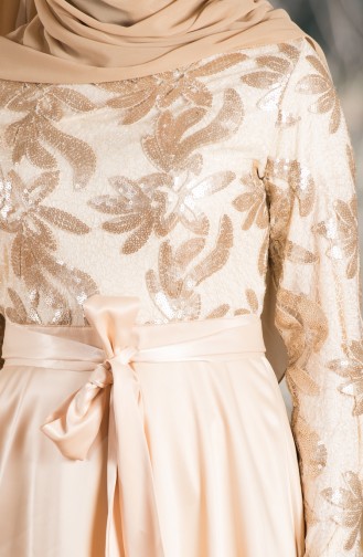 Abendkleid mit Gürtel 1628-01 Creme 1628-01