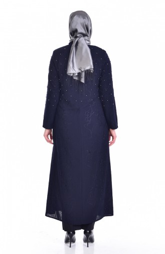 Große Größen Abaya mit Perlen  3017-01 Dunkelblau 3017-01