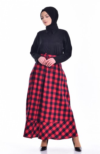Checkered Skirt 1161-01 Red Navy Blue 1161-01