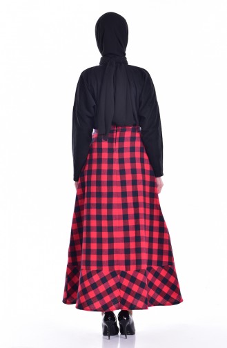 Checkered Skirt 1161-01 Red Navy Blue 1161-01