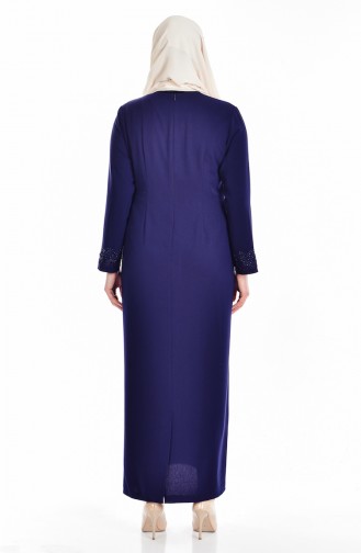 Navy Blue Hijab Dress 6104-04