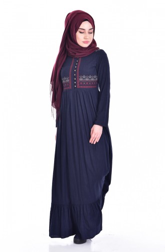 Navy Blue Hijab Dress 1675-01