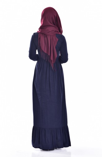 Navy Blue Hijab Dress 1675-01