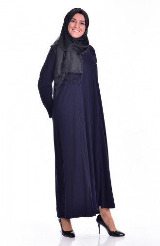 Übergröße Patchwork Hijabkleid 4436-08 Dunkelblau 4436-08