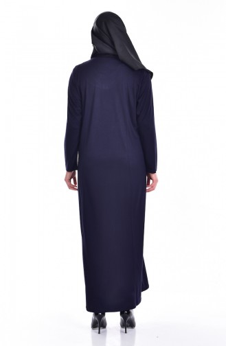 Navy Blue Hijab Dress 4436-08