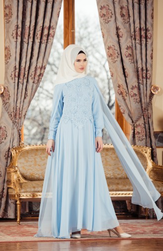 Habillé Hijab Bleu 52657-02