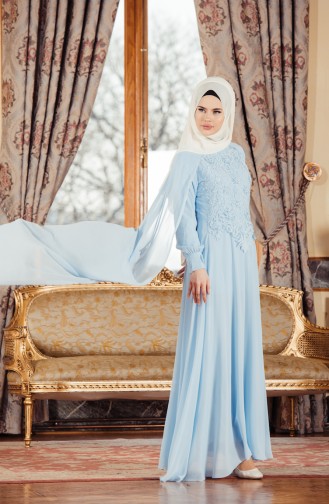 Blue Hijab Evening Dress 52657-02