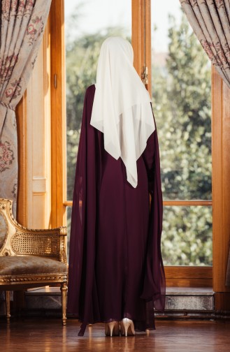 Plum Hijab Evening Dress 52657-03