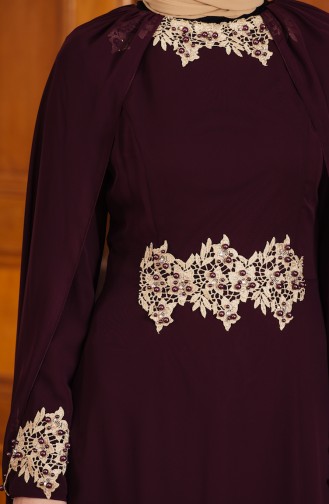 Plum Hijab Evening Dress 52674-02