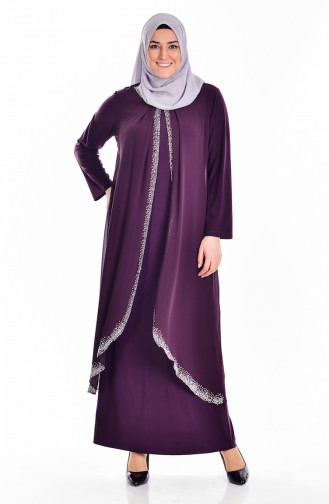 Robe İmprimé de Pierre Grande Taille 6101-02 Plum 6101-02